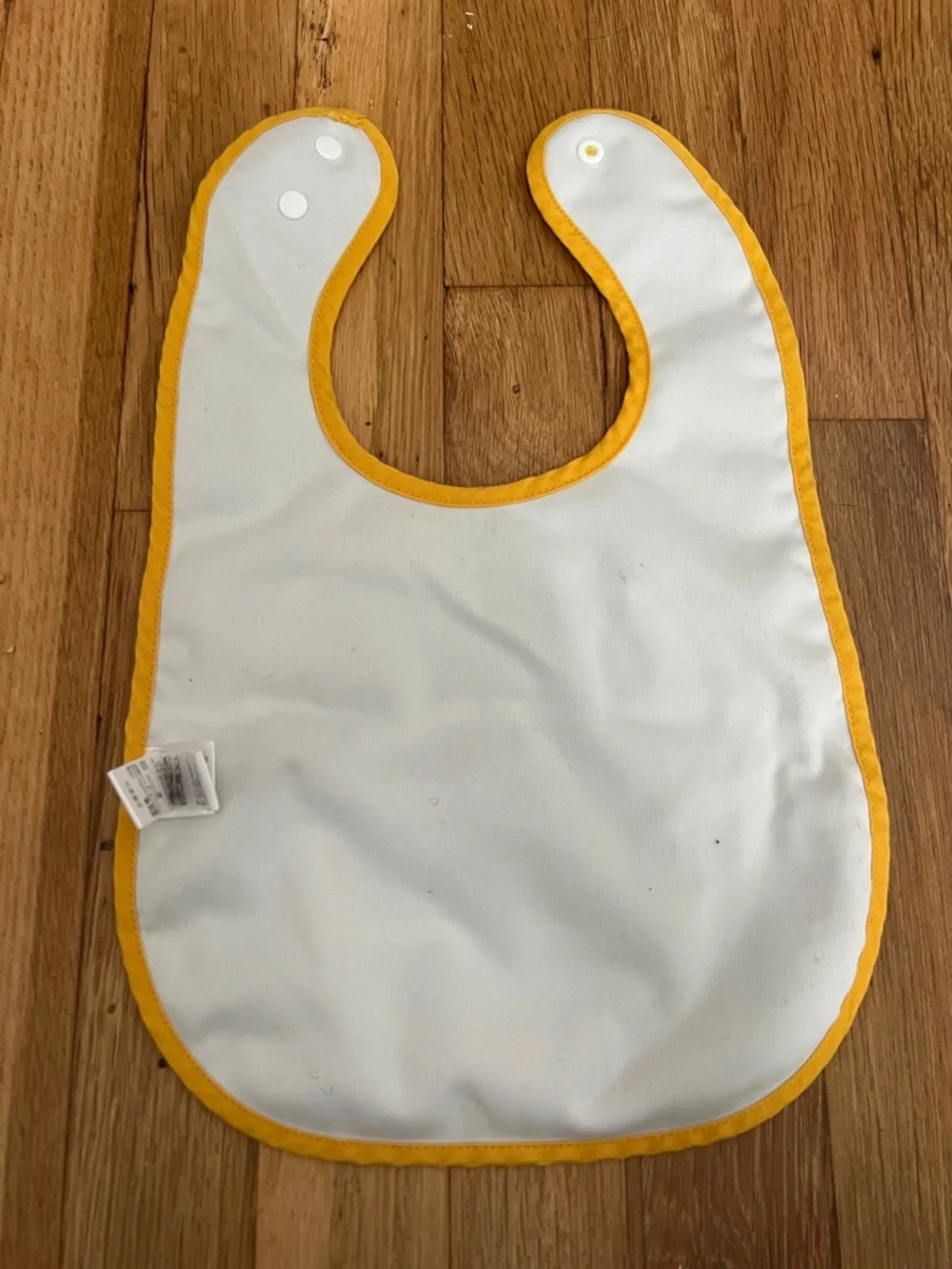 Green Camo Baby Bib with Orange Ape Face and Yellow Trim